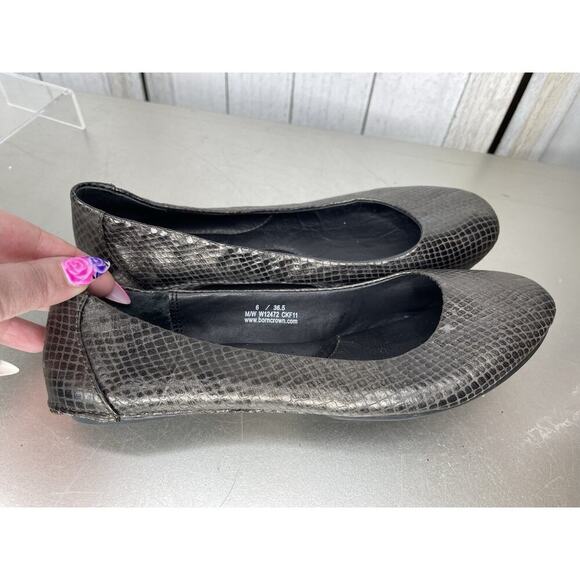 Born Concepts BOC Flats Womens Size 6 Metallic Leather Ballet Slip On Snakeskin - Picture 3 of 6